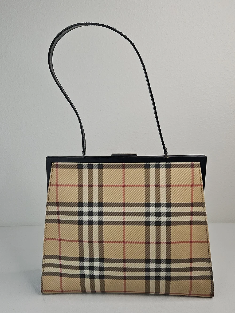 Authentic Burberry Vintage Nova Check Framed Shoulder Bag Classic Plaid - Picture 3 of 15
